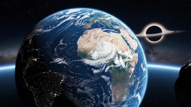 Earth and celestial bodies in space
