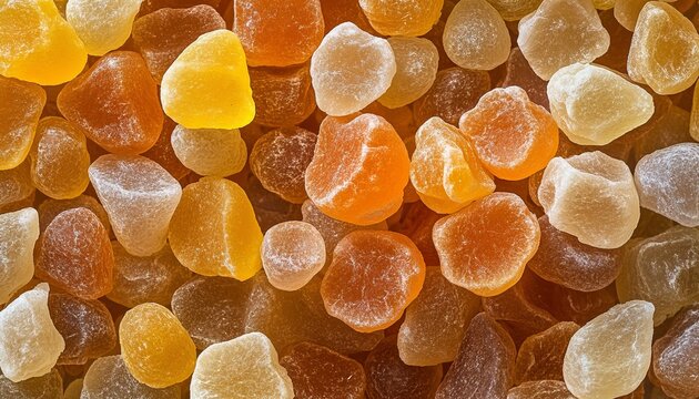 Cand, Crystallized and Dried Kumquat Confections, a Close View of Appetizing Colorful Citrus Candy