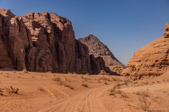 Rocky landscape of Wadi Rum desert, Jordan