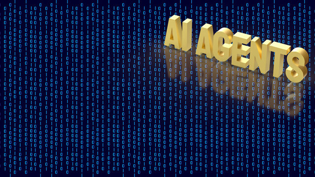 AI Agents Concept With Binary Data Digital Technology Background 3d render.