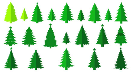 Obraz premium Green Christmas Trees Collection - Festive Holiday Icons