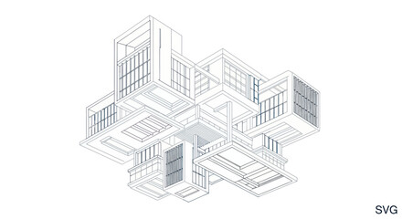 Fototapeta premium Modern Architectural Blueprint Design of a Futuristic House
