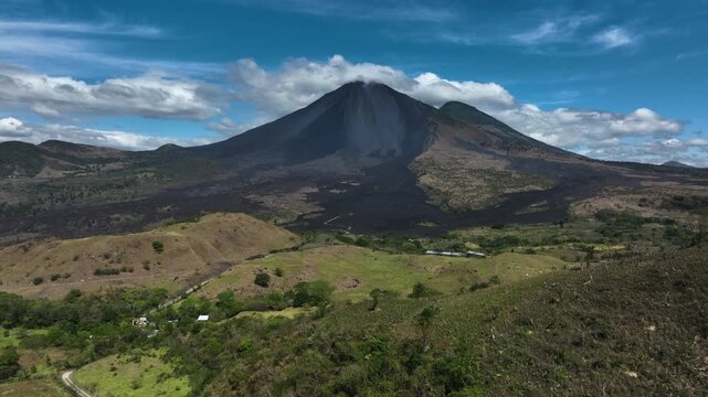 Scenic aerial view of pacaya volcano in guatemala