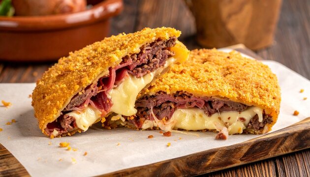 Asturian Cachopo Breaded Beef Steak Stuffed with Ham and Cheese