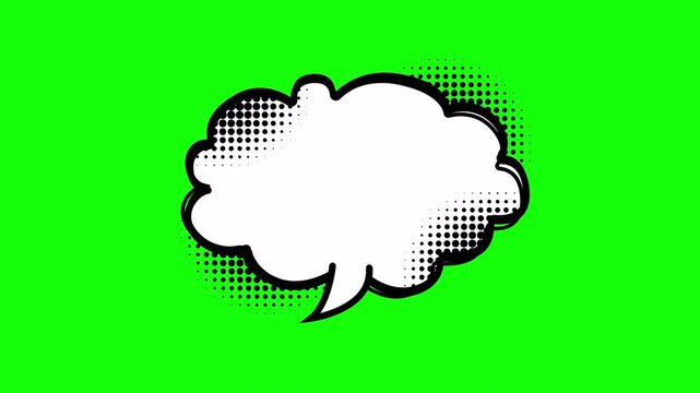 Comic speech bubble thought balloon chat box pop art green screen animation