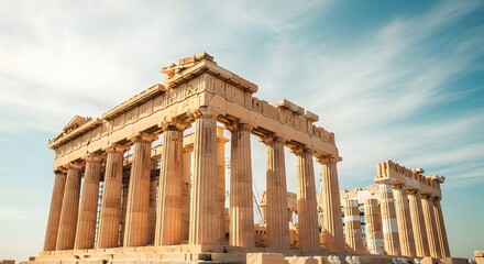 Fototapeta premium Memorial day tribute to fallen heroes at ancient greek temple