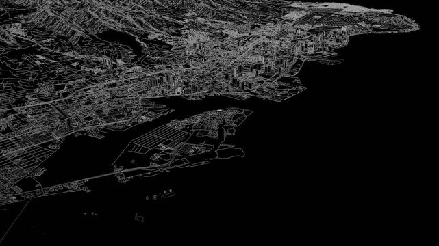3D looped animation of city - Honolulu Hawaii USA