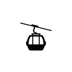 Fototapeta premium Minimalist icon of a cable car gondola suspended from a wire, representing urban transportation and mountain travel