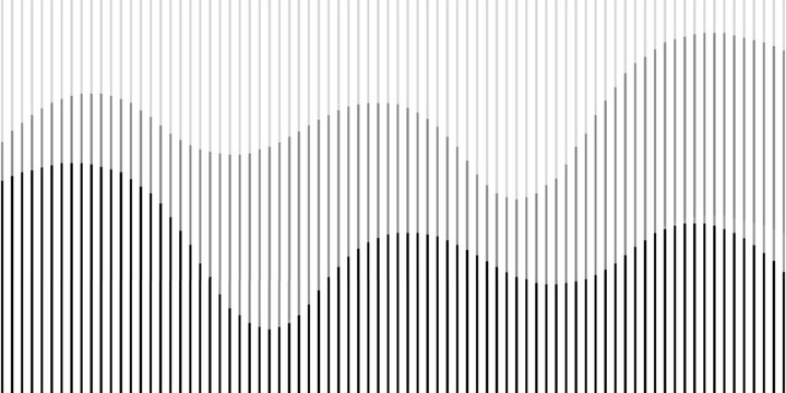 Abstract art geometric background with vertical lines. Optical illusion with waves and transition. Vector Illustration