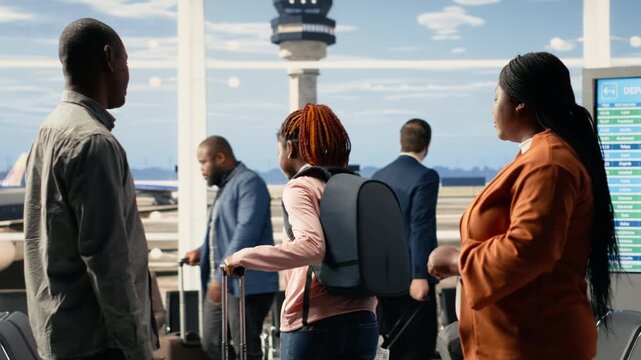 Parents and teenage daughter in a bittersweet goodbye at the airport gate, capturing the moment before departure to study abroad. International student preparing for solo flight to university.