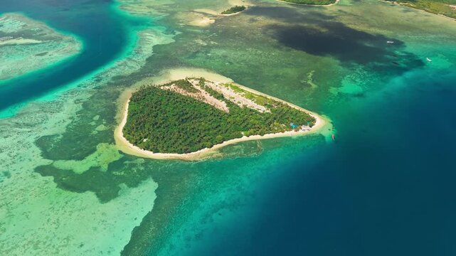 Aerial Drone Footage of Tonga Coral Reef, Deserted Islands and Shipwreck in Blue Pacific Ocean