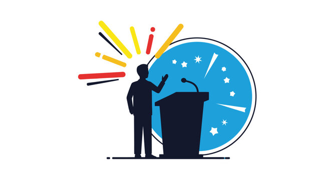 Man Speaking at a Podium Publicly.