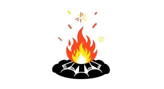 Fire burning on a black surface.