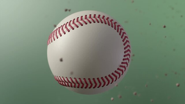 Close-Up Baseball In Motion Hitting Wooden Bat Impact With Dust Particles Sports Action Shot