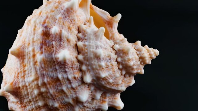 Close-up of a spiral seashell with intricate texture