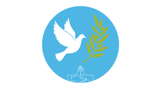 White dove with olive branch symbol.