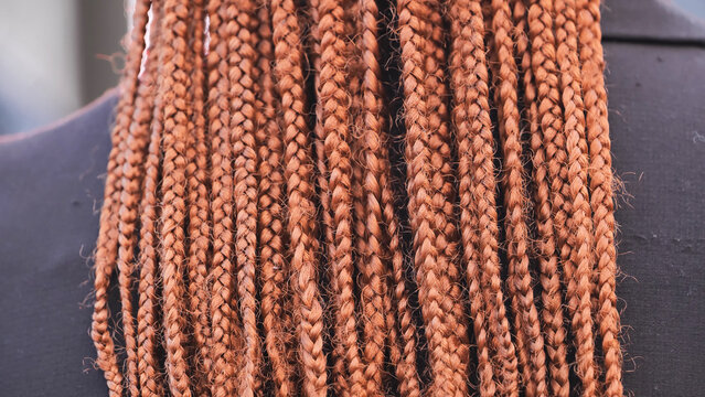 Brown box braids showing hair texture close-up