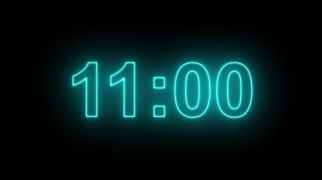 16 minutes digital countdown animation displays a timer counting down minutes and seconds. Perfect for presentation pauses. HUD user interface with technology stopwatch digital countdown.