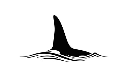 Fototapeta premium Black minimalist orca killer whale fin above ocean waves
