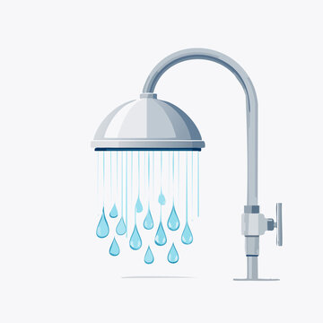 Shower Head with Water Droplets Illustration.