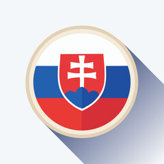 Fototapeta premium Slovakia Flag Icon with Long Shadow, National Symbol of Slovak Republic.