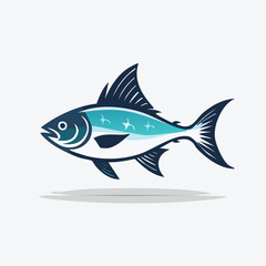 Fototapeta premium Stylized Fish Illustration with Nature Scene Inside.