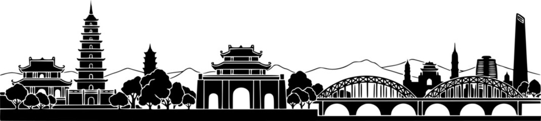 Vietnamese City of Hue Skyline Icon 
