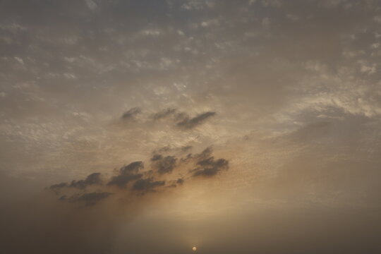 Dramatic sunset sky with colorful clouds at dusk. Nature background and texture - sky replacement