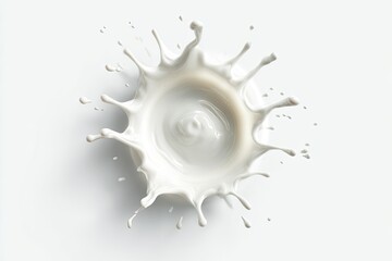 Fototapeta premium Overhead view of a splash of a milky white liquid forming a crown shape
