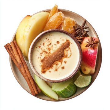 Coquito Dessert Puerto Rico food plate isolated on a white background