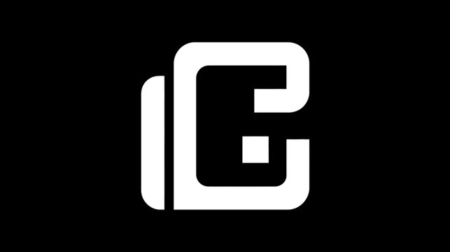 Modern minimalist graphic design featuring abstract geometric white letters IC or LC on a black background, a versatile symbol or logo concept.
