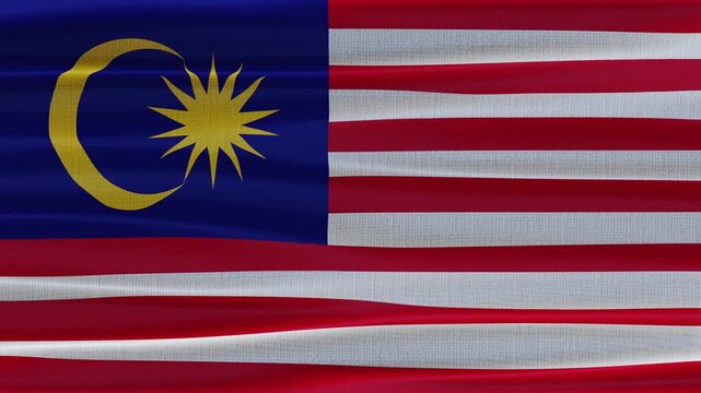Malaysia flag waving in the wind with high quality fabric texture