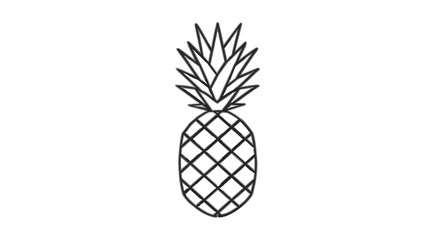 Obraz premium A grayscale, outlined illustration of a pineapple, featuring a spiky crown and diamond pattern