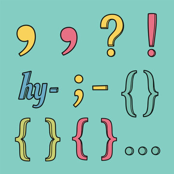 Punctuation marks in colorful design.
