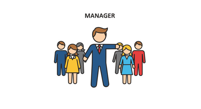 Businessman leading a team of people.