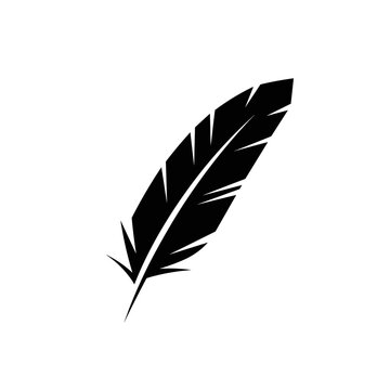 Black feather icon on white background 1.