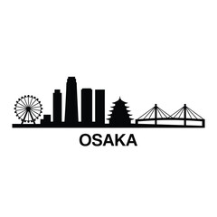 Fototapeta premium Osaka skyline silhouette featuring landmarks and modern architecture