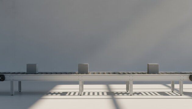 Automated Industrial Conveyor Belt in Modern Factory