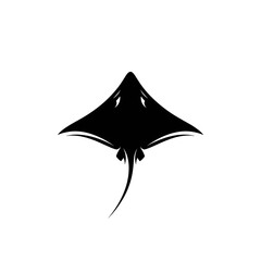 Fototapeta premium Black silhouette of a stingray swimming.