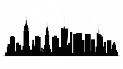Obraz premium Black Silhouette of a City Skyline with Tall Buildings and Skyscrapers on a White Background Keywords: city skyline, silhouette, buildings, skyscrapers, urban