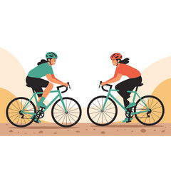 Fototapeta premium Dynamic Duo Cyclists Enjoying A Scenic Outdoor Ride Together