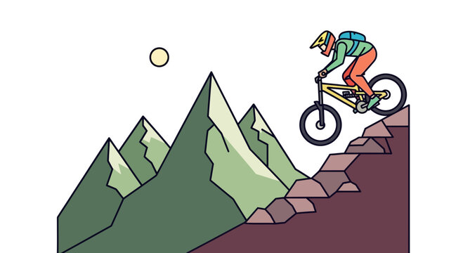 Dynamic Mountain Biker Descends Rocky Terrain With Athleticism