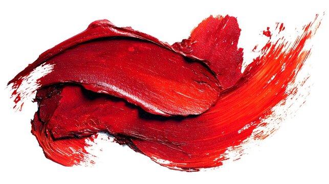 Vibrant Red Paint Stroke Abstract Texture Background.