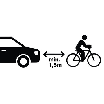 Safety reminder maintain at least 1 5 meters distance between cars and cyclists