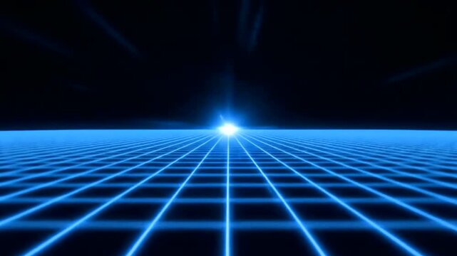 Neon Grid Background With Lines.
