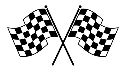 Obraz premium Two Crossed Black and White Checkered Racing Flags finish line start line