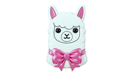 Fototapeta premium Cute Llama Character with Pink Bow