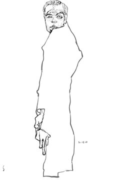 Expressionist portrait in Egon Schiele style