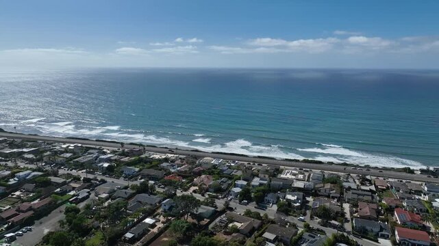 Aerial drone photo of Cardiff with nice house, West Coast of California, Encinitas, United States of America