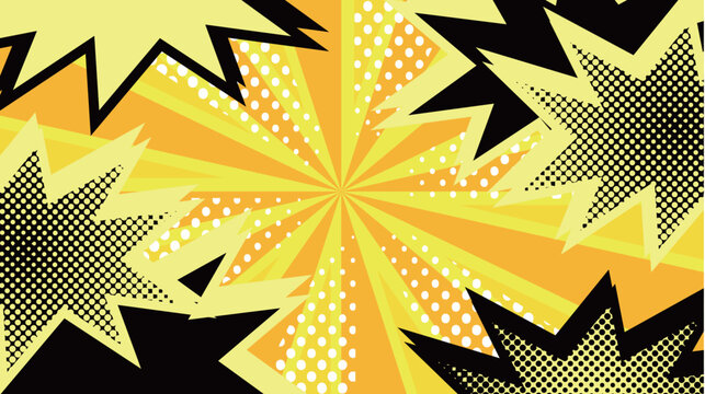 Dynamic Yellow Comic Book Style Pop Art Background
